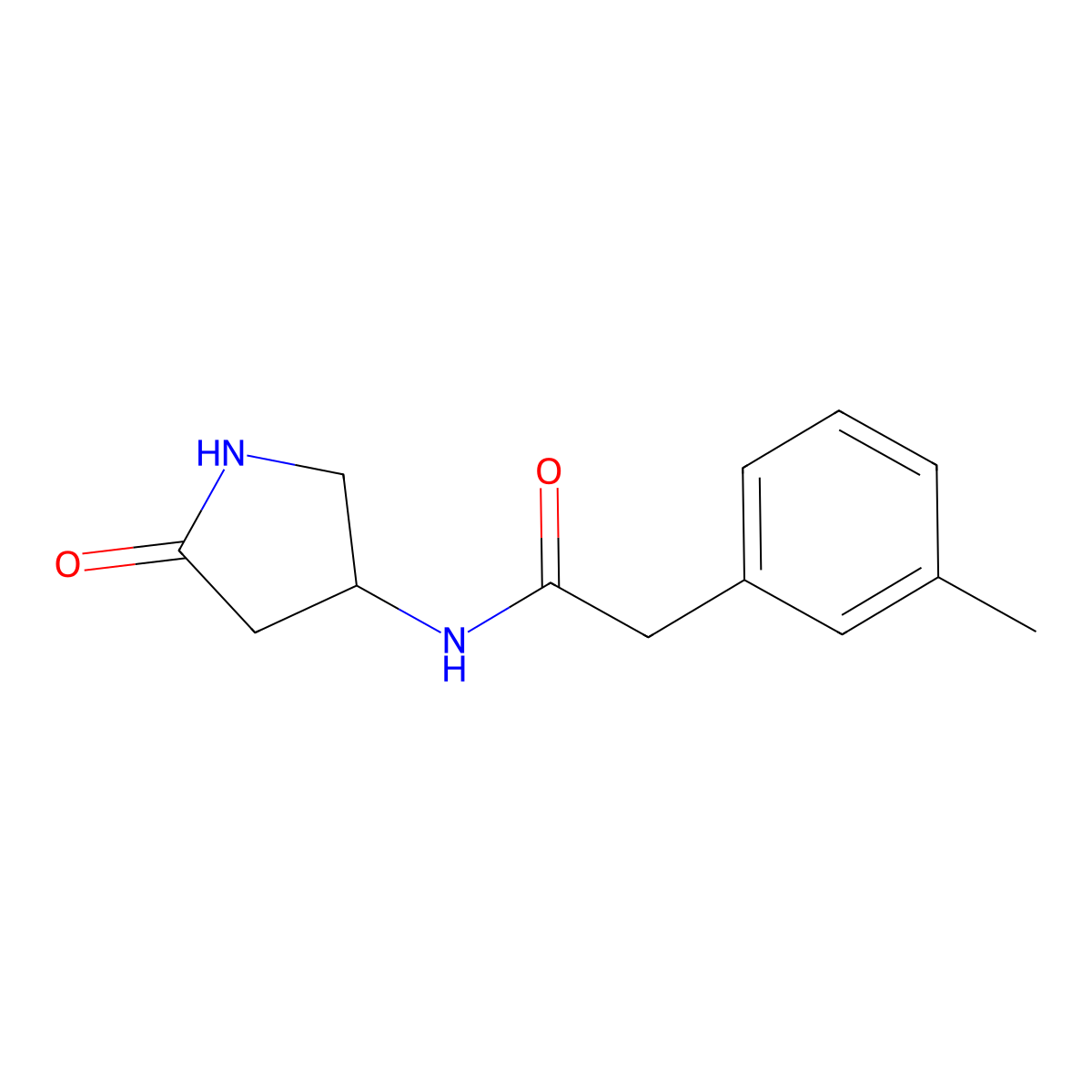 2-(3-methylphenyl)-N-(5-oxopyrrolidin-3-yl)acetamide molecular structure, CAS 1351645-58-3
