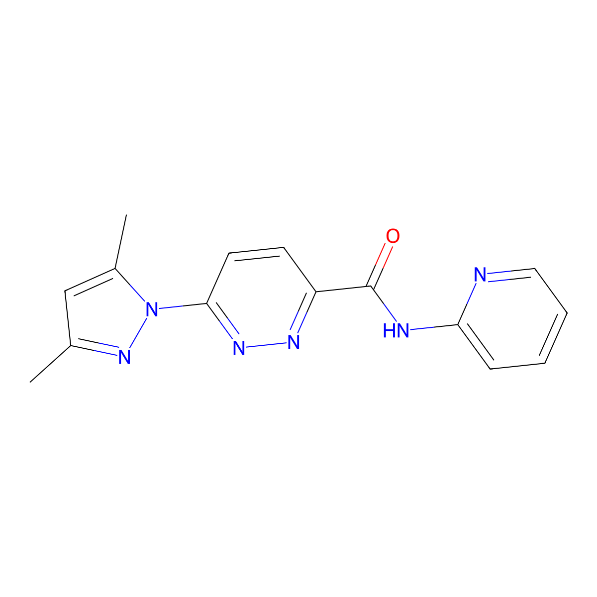 6-(3,5-dimethyl-1H-pyrazol-1-yl)-N-(pyridin-2-yl)pyridazine-3-carboxamide molecular structure, CAS 1351645-60-7