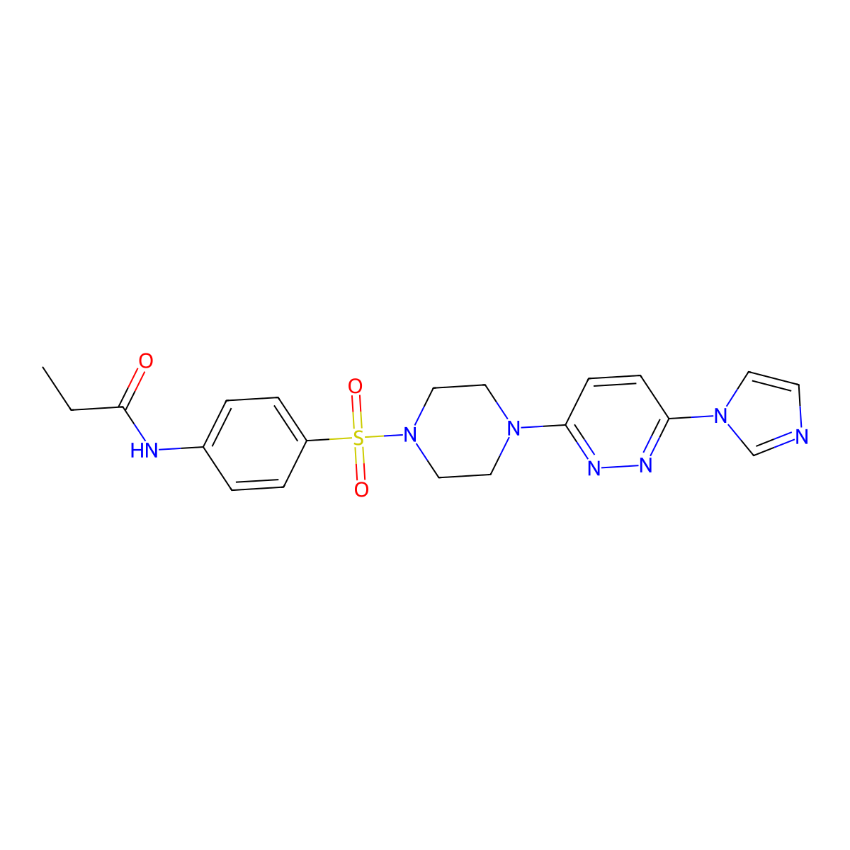 N-(4-((4-(6-(1H-imidazol-1-yl)pyridazin-3-yl)piperazin-1-yl)sulfonyl)phenyl)propionamide molecular structure, CAS 1351645-61-8