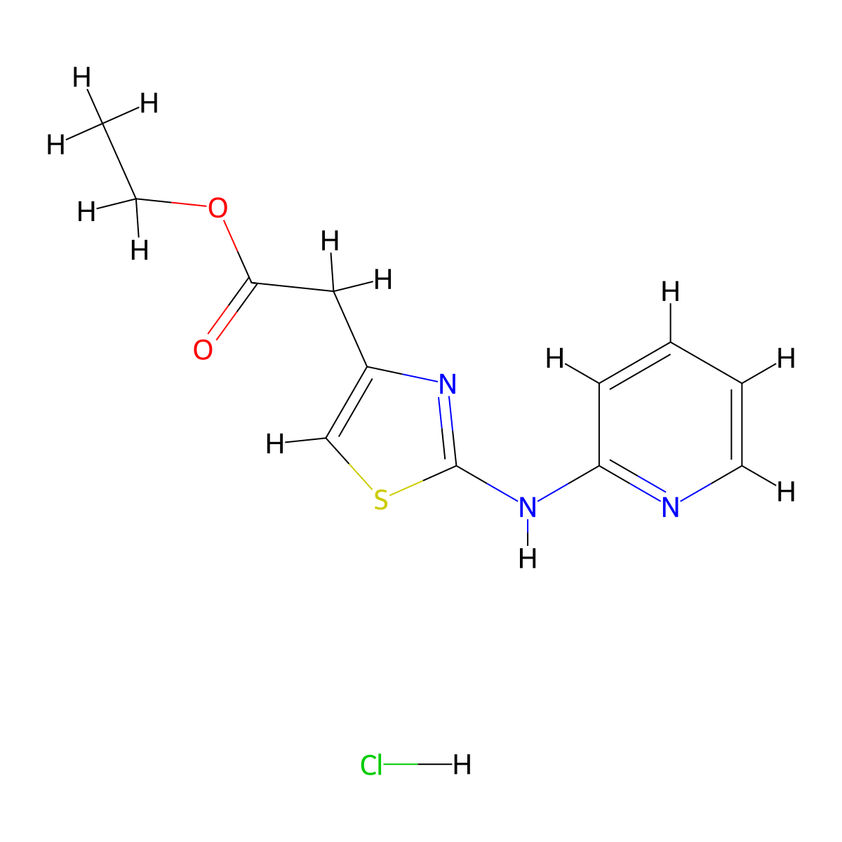 Ethyl 2-(2-(pyridin-2-ylamino)thiazol-4-yl)acetate hydrochloride molecular structure, CAS 1351645-63-0
