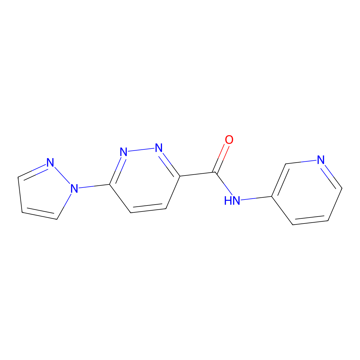 6-(1H-pyrazol-1-yl)-N-(pyridin-3-yl)pyridazine-3-carboxamide molecular structure, CAS 1351645-64-1