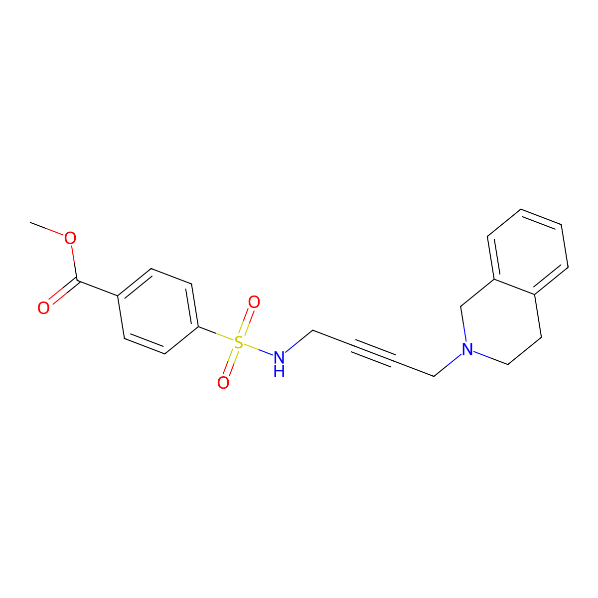 methyl 4-(N-(4-(3,4-dihydroisoquinolin-2(1H)-yl)but-2-yn-1-yl)sulfamoyl)benzoate molecular structure, CAS 1351645-66-3