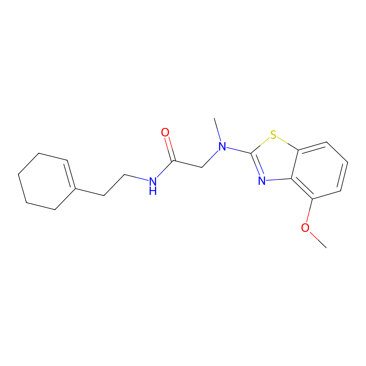 N-(2-(cyclohex-1-en-1-yl)ethyl)-2-((4-methoxybenzo[d]thiazol-2-yl)(methyl)amino)acetamide molecular structure, CAS 1351645-71-0
