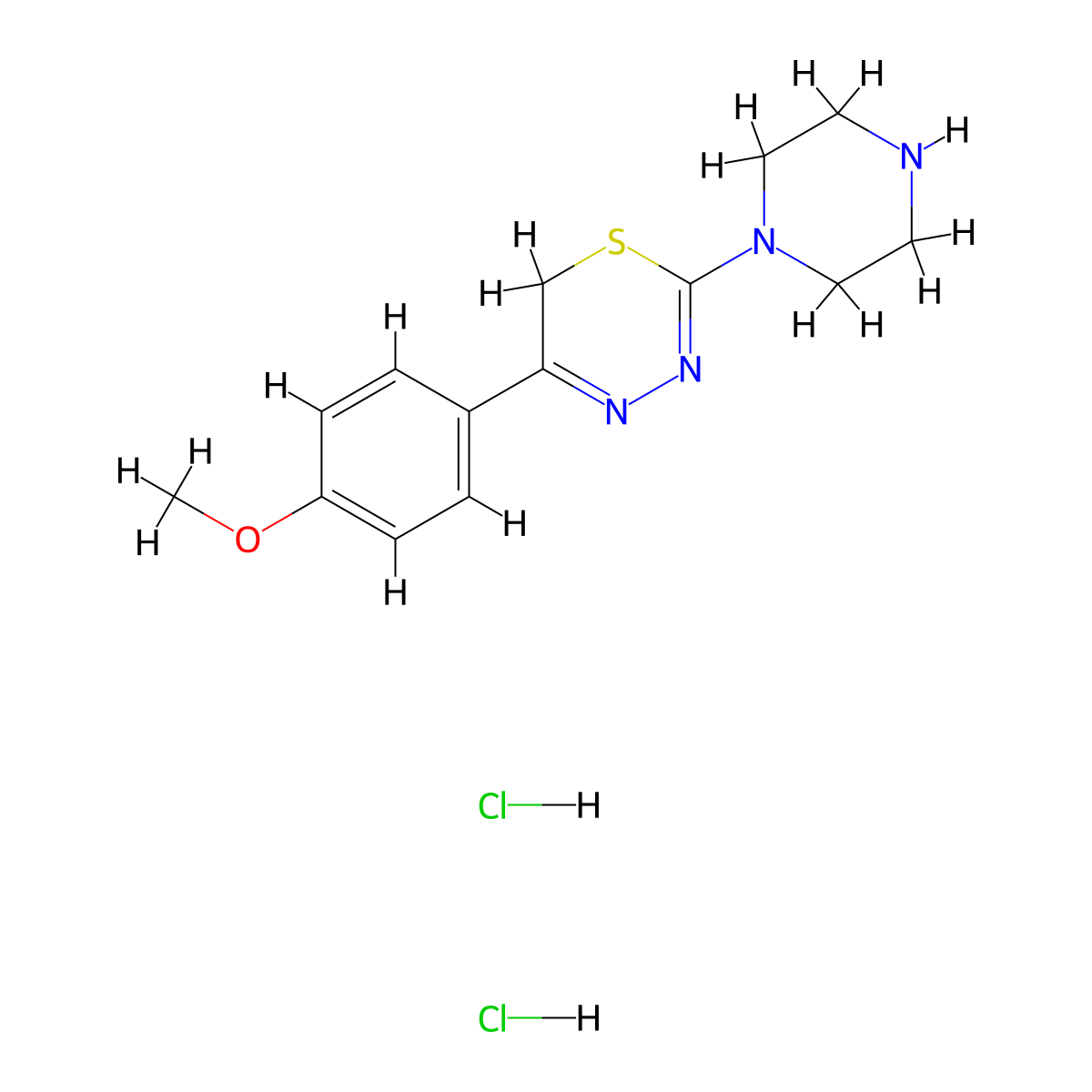 5-(4-methoxyphenyl)-2-piperazin-1-yl-6H-1,3,4-thiadiazine dihydrochloride molecular structure, CAS 1351645-76-5