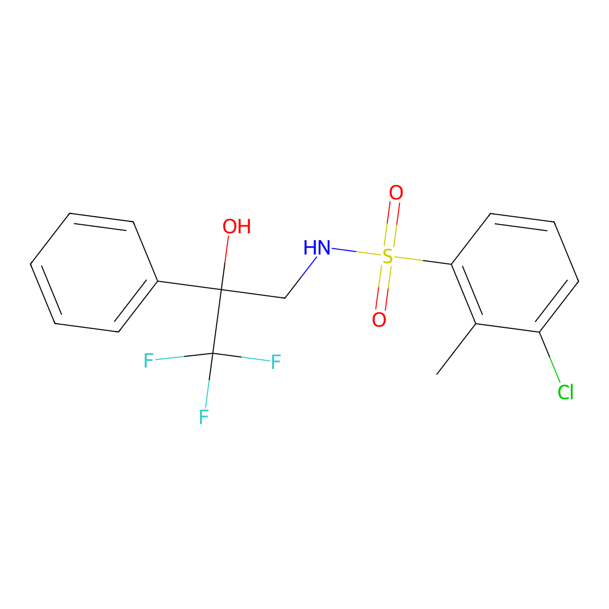 3-chloro-2-methyl-N-(3,3,3-trifluoro-2-hydroxy-2-phenylpropyl)benzenesulfonamide molecular structure, CAS 1351645-77-6