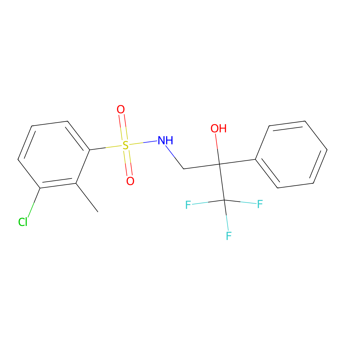 3-chloro-2-methyl-N-(3,3,3-trifluoro-2-hydroxy-2-phenylpropyl)benzenesulfonamide molecular structure, CAS 1351645-77-6