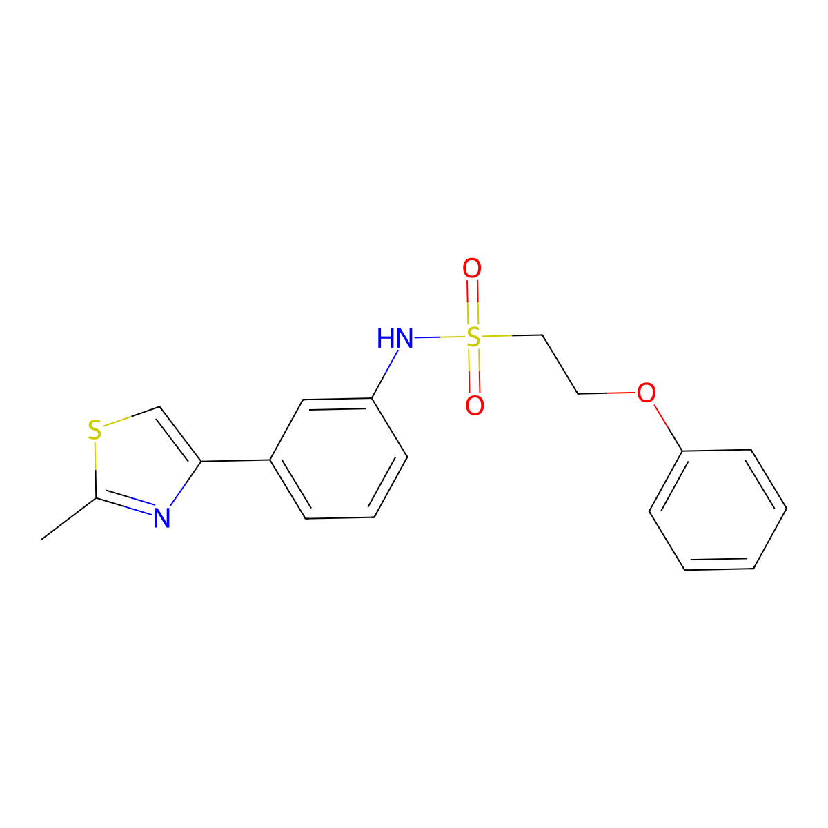 N-(3-(2-methylthiazol-4-yl)phenyl)-2-phenoxyethanesulfonamide molecular structure, CAS 1351645-78-7