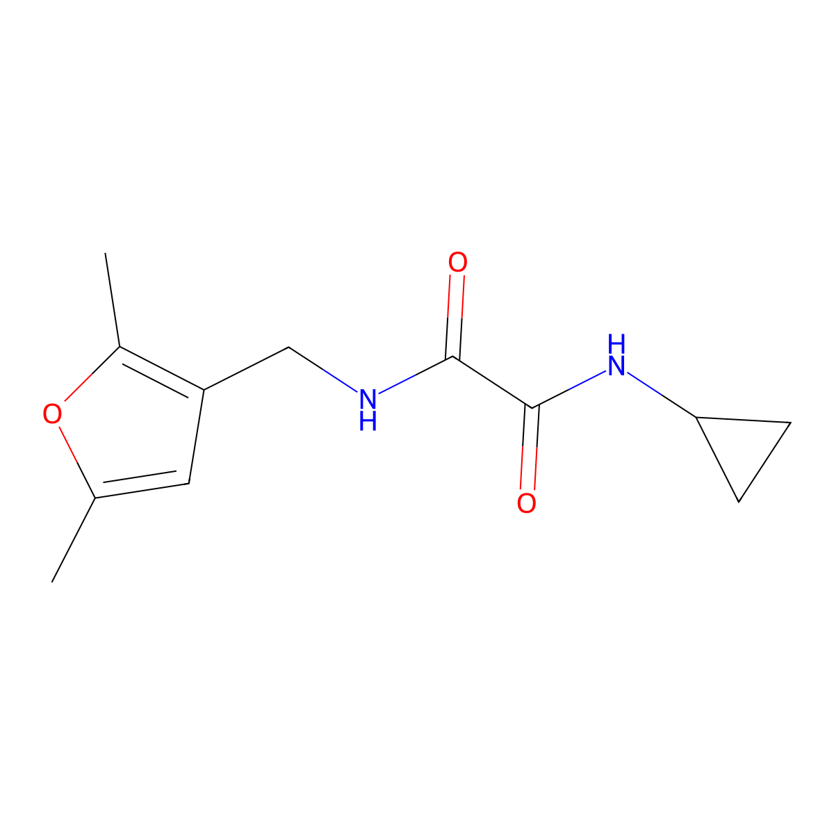 N1-cyclopropyl-N2-((2,5-dimethylfuran-3-yl)methyl)oxalamide molecular structure, CAS 1351645-80-1