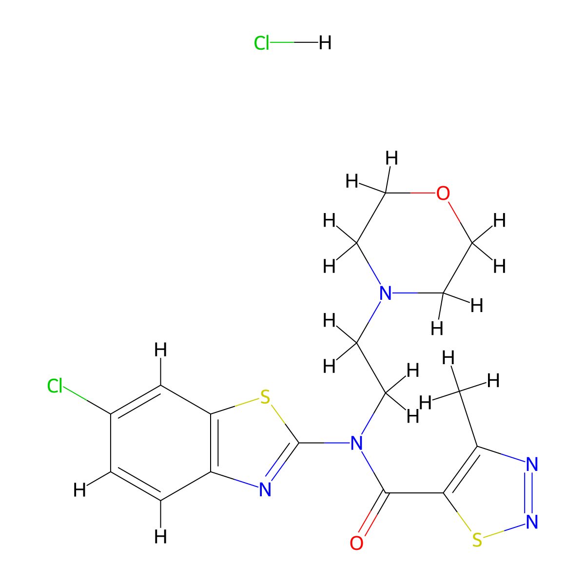 N-(6-chlorobenzo[d]thiazol-2-yl)-4-methyl-N-(2-morpholinoethyl)-1,2,3-thiadiazole-5-carboxamide hydrochloride molecular structure, CAS 1351645-85-6