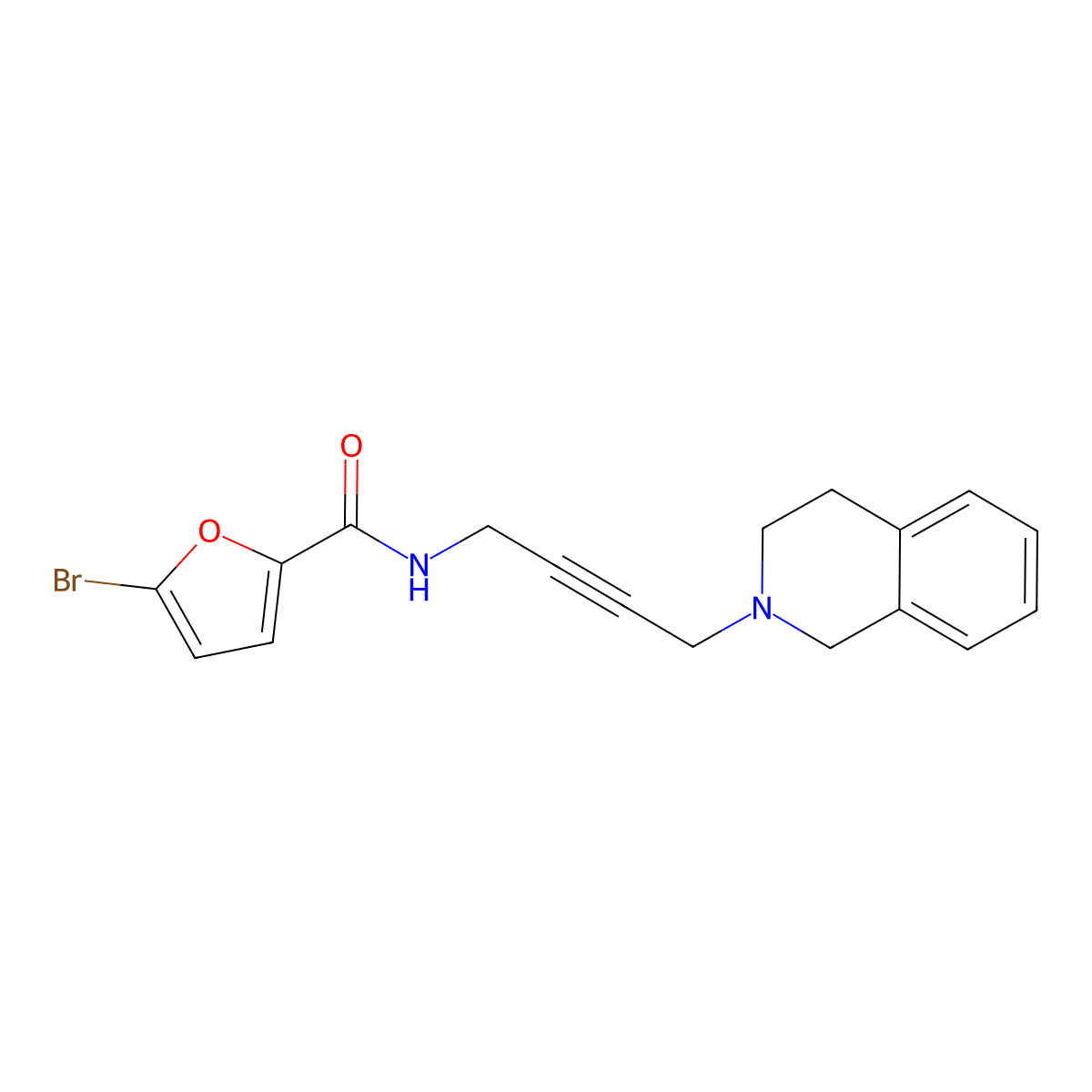 5-bromo-N-(4-(3,4-dihydroisoquinolin-2(1H)-yl)but-2-yn-1-yl)furan-2-carboxamide molecular structure, CAS 1351645-88-9