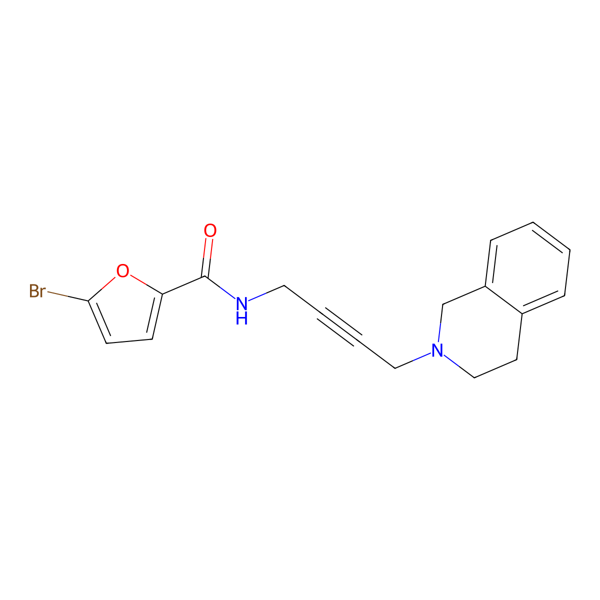 5-bromo-N-(4-(3,4-dihydroisoquinolin-2(1H)-yl)but-2-yn-1-yl)furan-2-carboxamide molecular structure, CAS 1351645-88-9