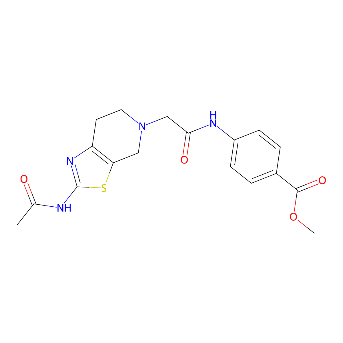 methyl 4-(2-(2-acetamido-6,7-dihydrothiazolo[5,4-c]pyridin-5(4H)-yl)acetamido)benzoate molecular structure, CAS 1351645-91-4