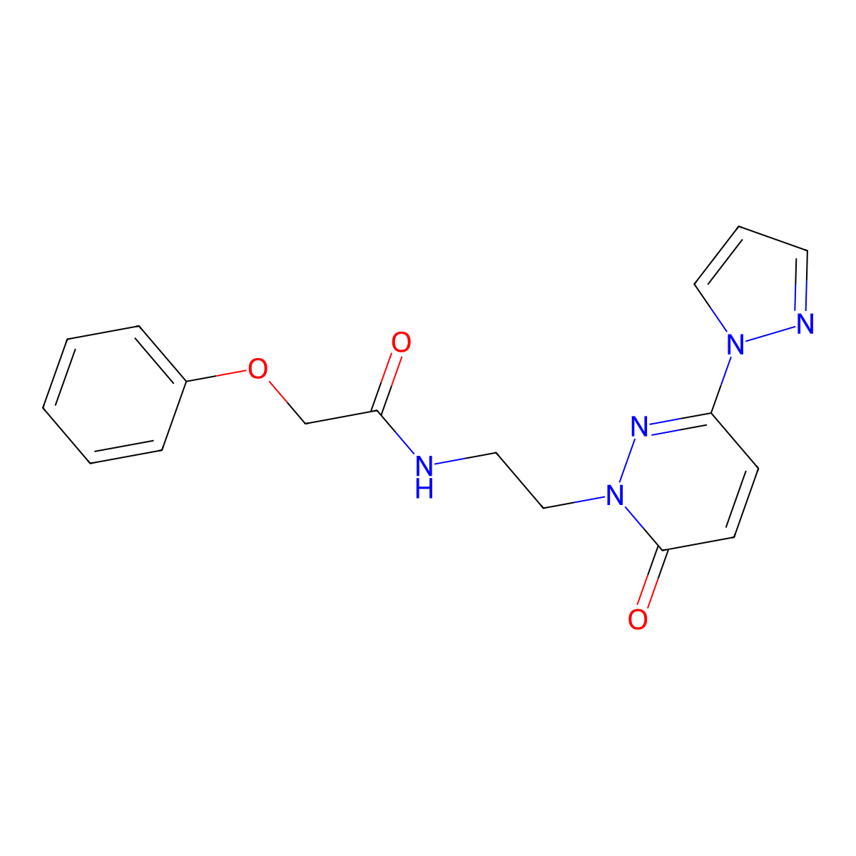 N-(2-(6-oxo-3-(1H-pyrazol-1-yl)pyridazin-1(6H)-yl)ethyl)-2-phenoxyacetamide molecular structure, CAS 1351645-94-7