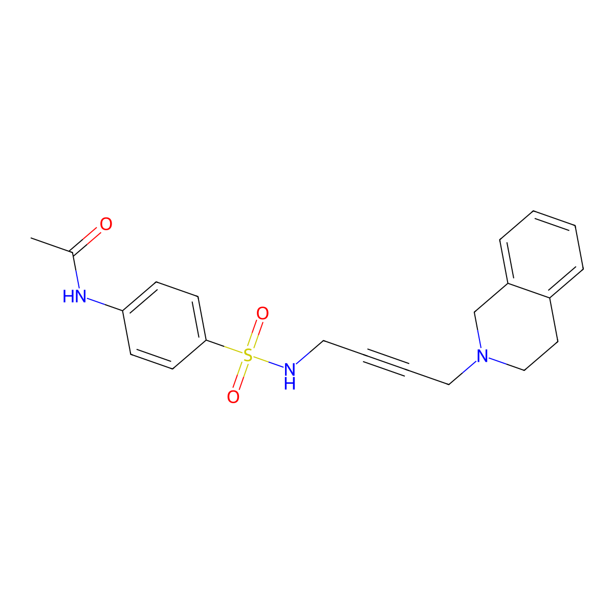 N-(4-(N-(4-(3,4-dihydroisoquinolin-2(1H)-yl)but-2-yn-1-yl)sulfamoyl)phenyl)acetamide molecular structure, CAS 1351645-95-8