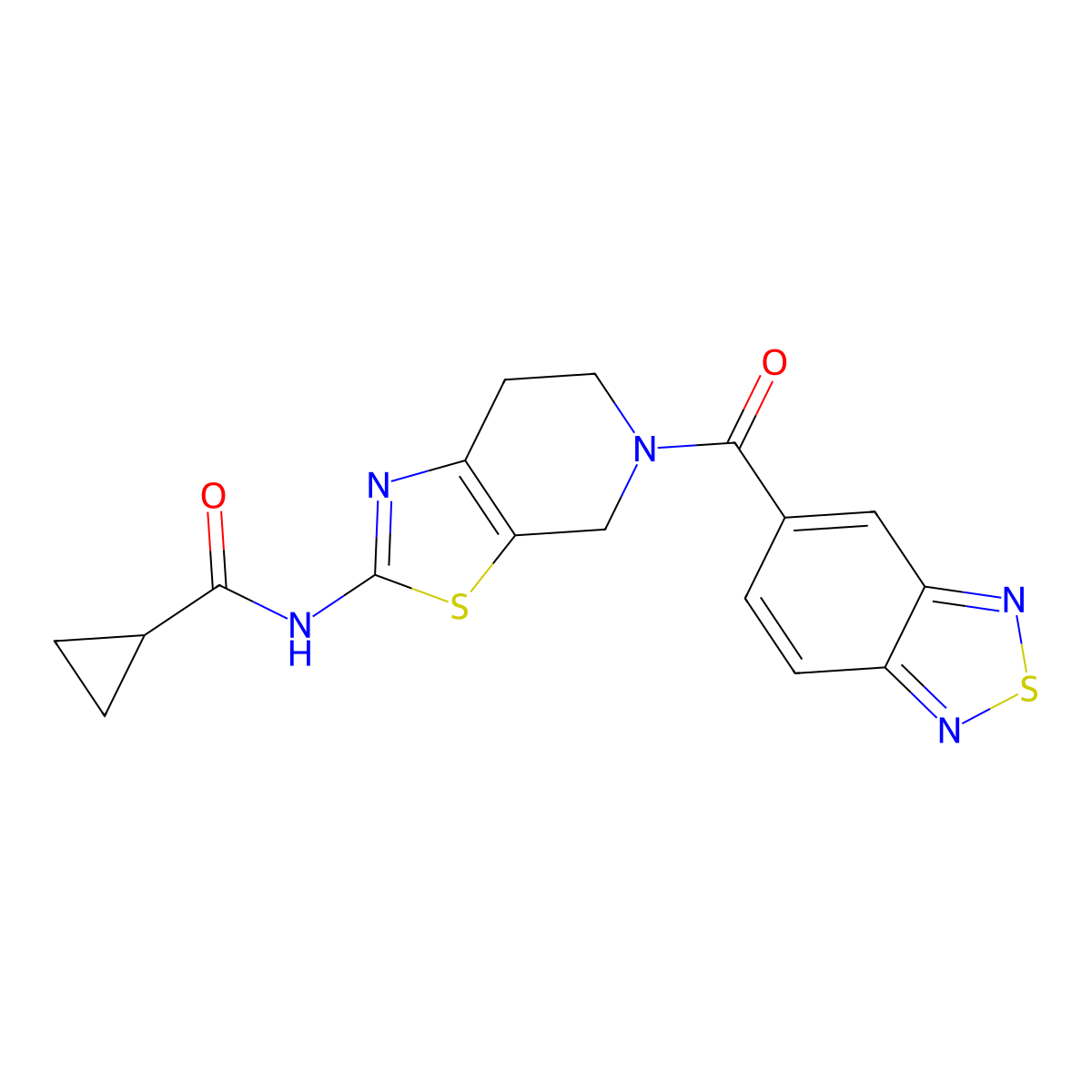 N-(5-(benzo[c][1,2,5]thiadiazole-5-carbonyl)-4,5,6,7-tetrahydrothiazolo[5,4-c]pyridin-2-yl)cyclopropanecarboxamide molecular structure, CAS 1351645-97-0