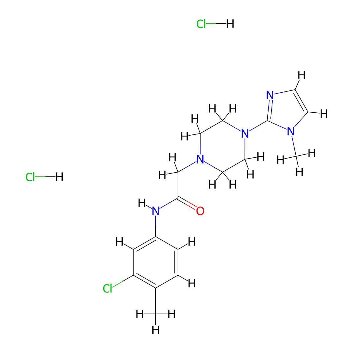 N-(3-chloro-4-methylphenyl)-2-(4-(1-methyl-1H-imidazol-2-yl)piperazin-1-yl)acetamide dihydrochloride molecular structure, CAS 1351646-00-8