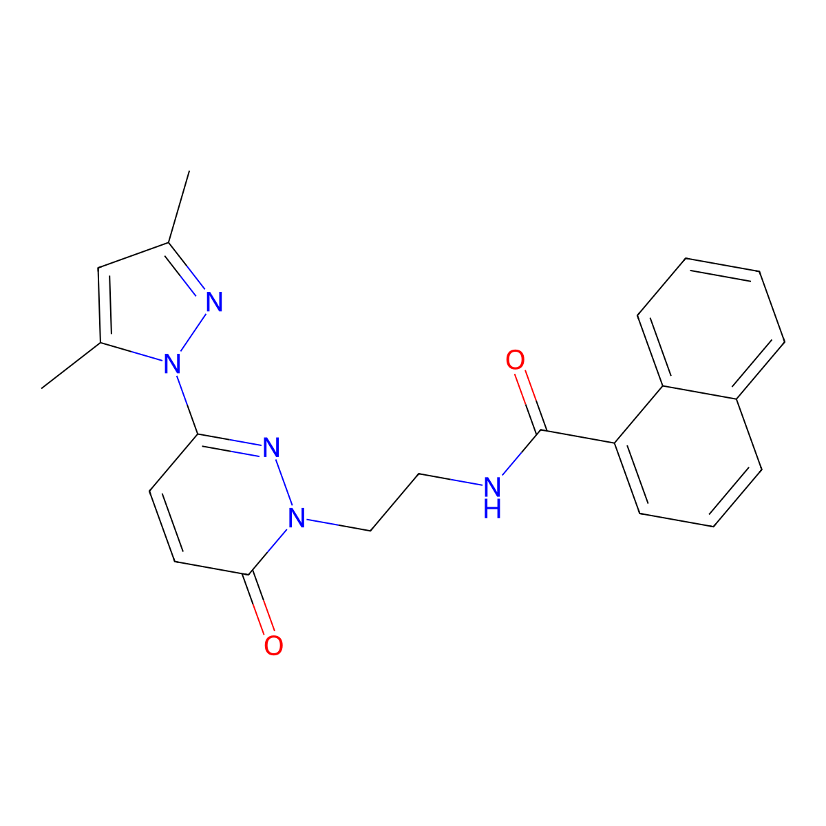 N-(2-(3-(3,5-dimethyl-1H-pyrazol-1-yl)-6-oxopyridazin-1(6H)-yl)ethyl)-1-naphthamide molecular structure, CAS 1351646-02-0
