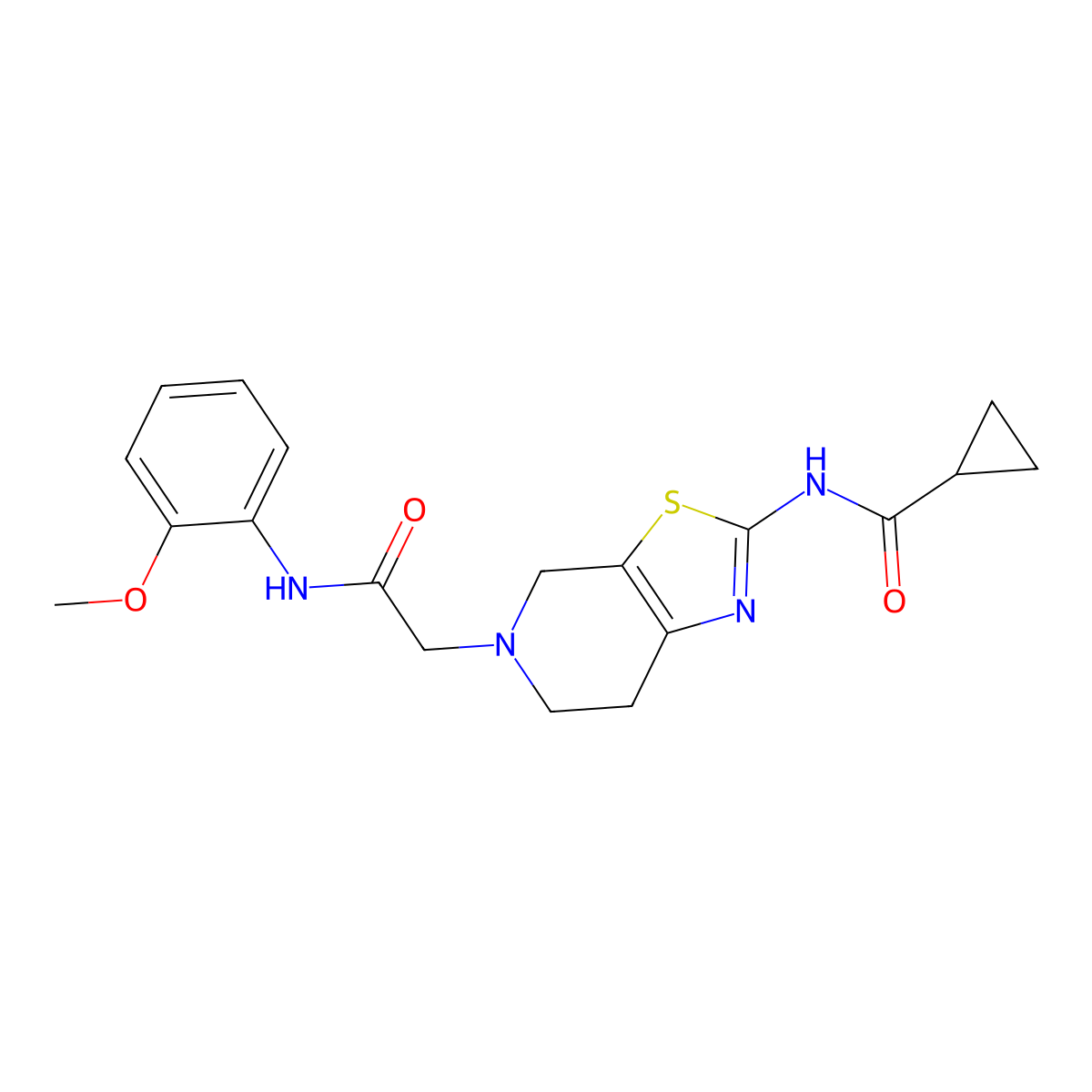N-(5-(2-((2-methoxyphenyl)amino)-2-oxoethyl)-4,5,6,7-tetrahydrothiazolo[5,4-c]pyridin-2-yl)cyclopropanecarboxamide molecular structure, CAS 1351646-63-3