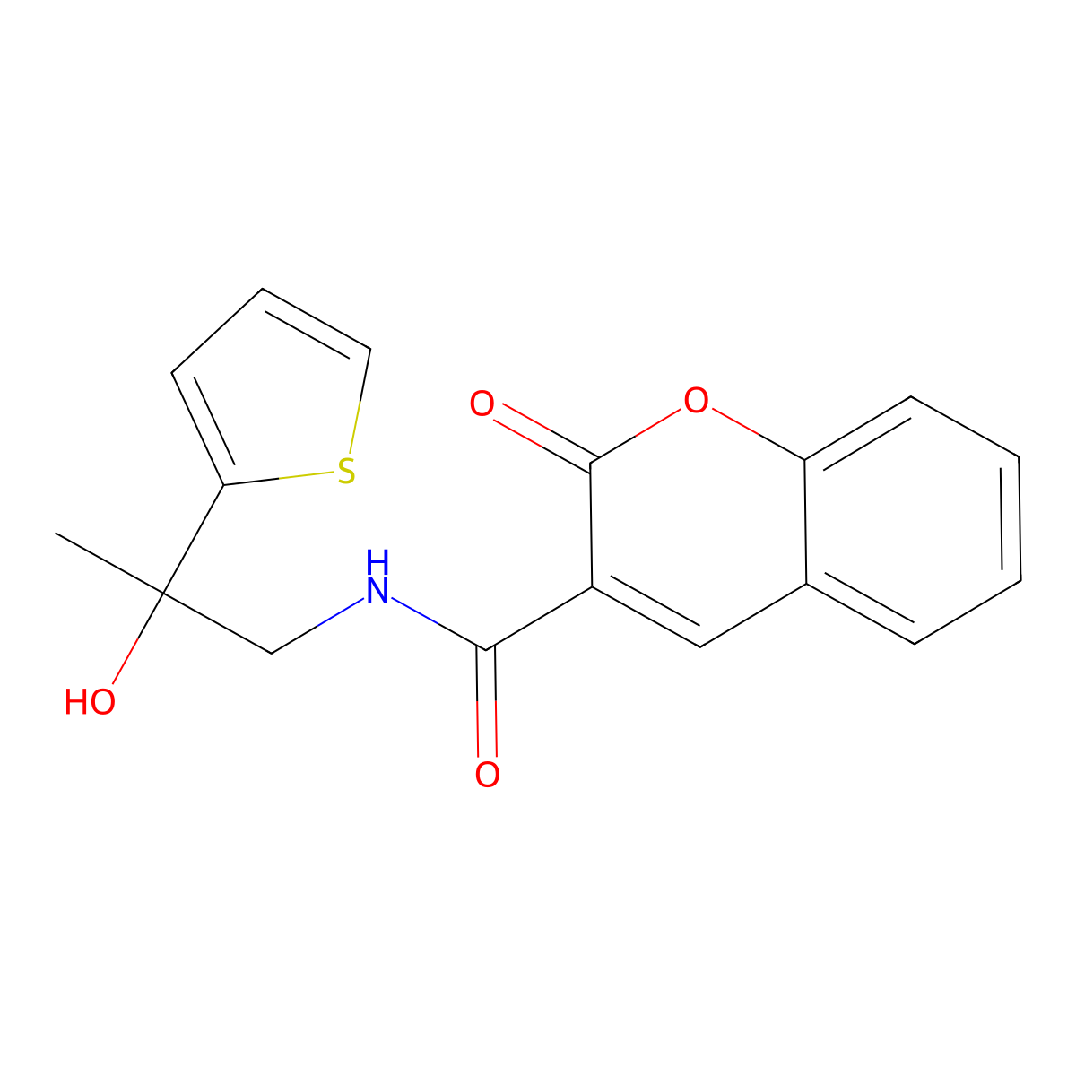N-[2-hydroxy-2-(thiophen-2-yl)propyl]-2-oxo-2H-chromene-3-carboxamide molecular structure, CAS 1351646-73-5
