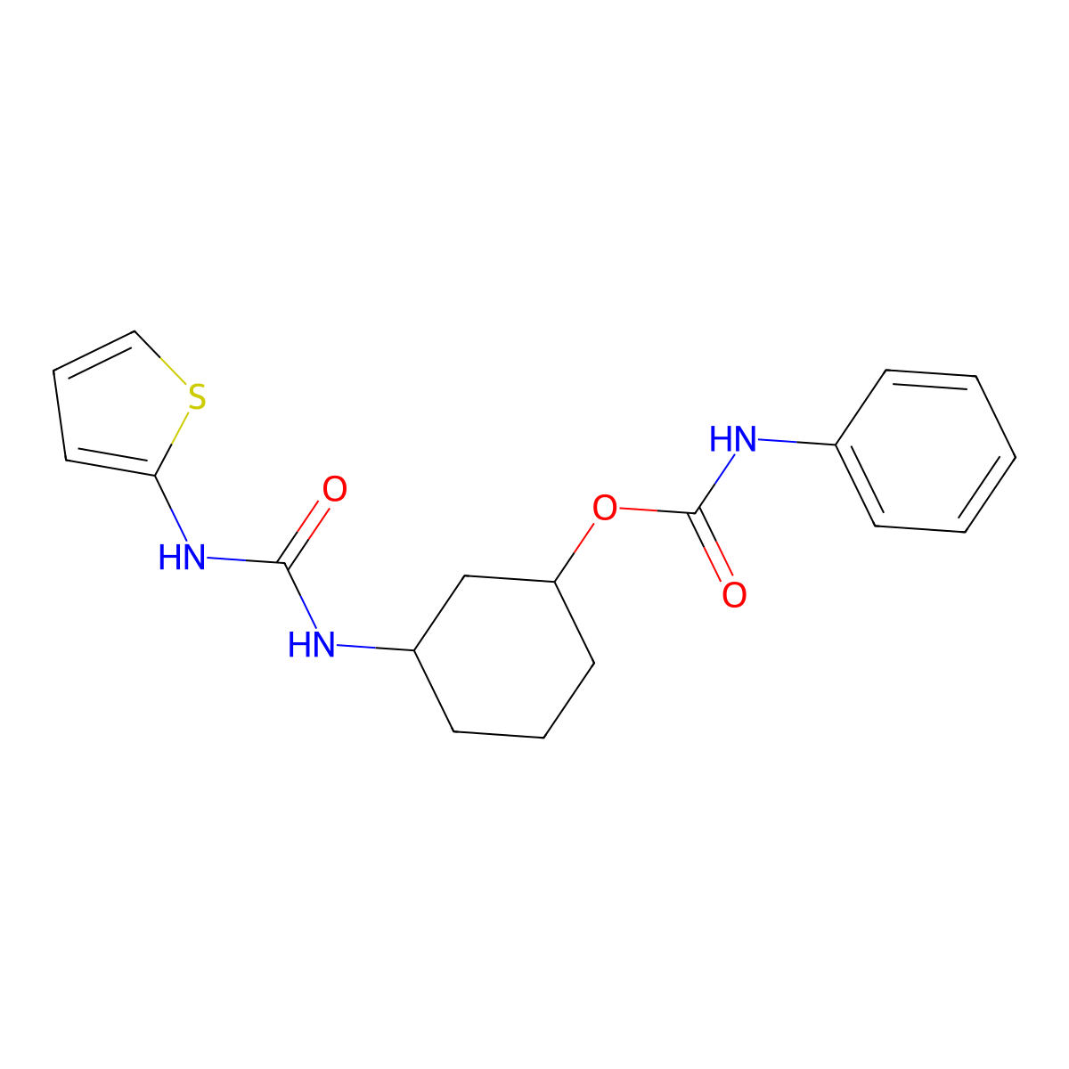 3-(3-(Thiophen-2-yl)ureido)cyclohexyl phenylcarbamate molecular structure, CAS 1351646-84-8
