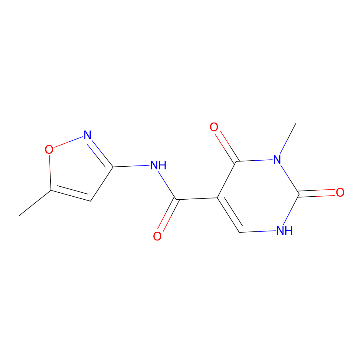 3-methyl-N-(5-methylisoxazol-3-yl)-2,4-dioxo-1,2,3,4-tetrahydropyrimidine-5-carboxamide molecular structure, CAS 1351646-88-2