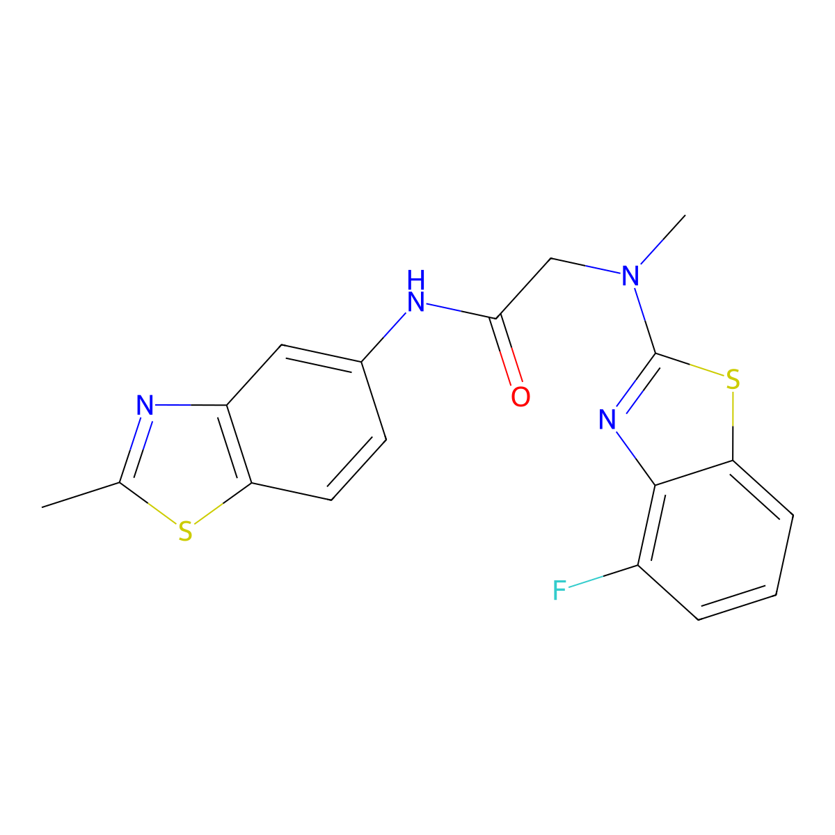 2-((4-fluorobenzo[d]thiazol-2-yl)(methyl)amino)-N-(2-methylbenzo[d]thiazol-5-yl)acetamide molecular structure, CAS 1351646-91-7