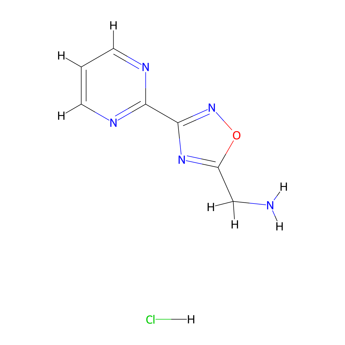 [(3-Pyrimidin-2-yl-1,2,4-oxadiazol-5-yl)methyl]amine hydrochloride molecular structure, CAS 1351646-92-8