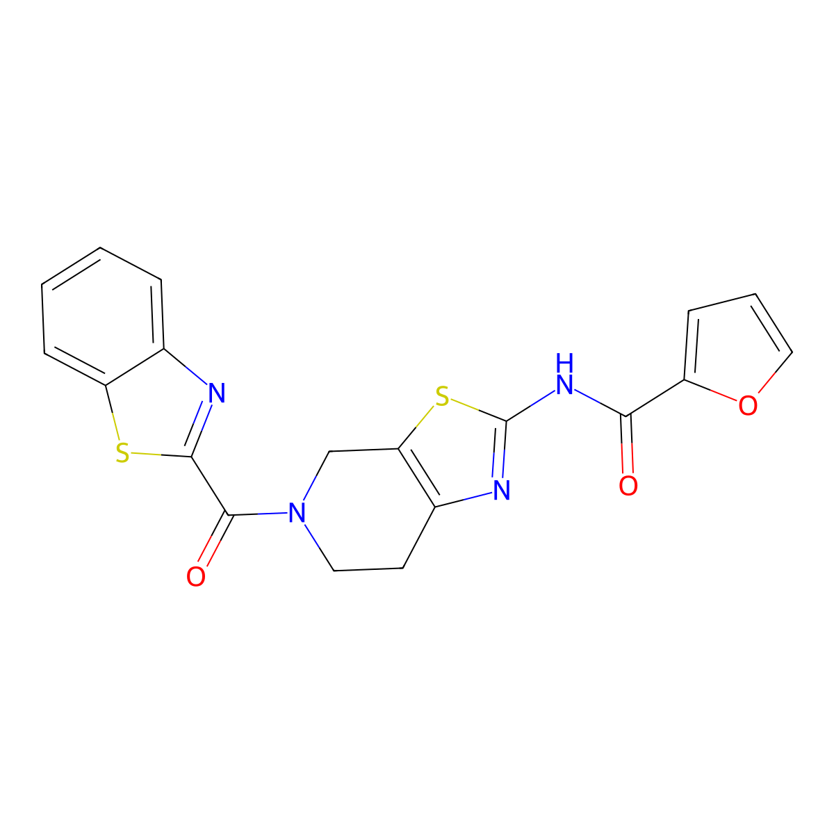 N-(5-(benzo[d]thiazole-2-carbonyl)-4,5,6,7-tetrahydrothiazolo[5,4-c]pyridin-2-yl)furan-2-carboxamide molecular structure, CAS 1351646-94-0