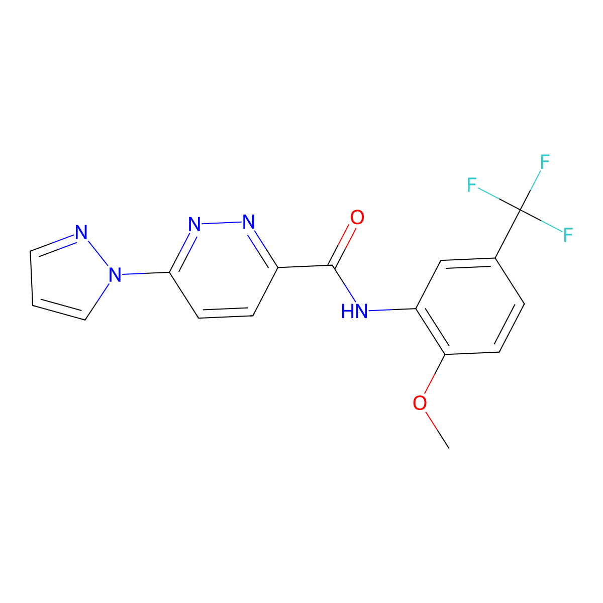 N-[2-methoxy-5-(trifluoromethyl)phenyl]-6-(1H-pyrazol-1-yl)pyridazine-3-carboxamide molecular structure, CAS 1351646-96-2
