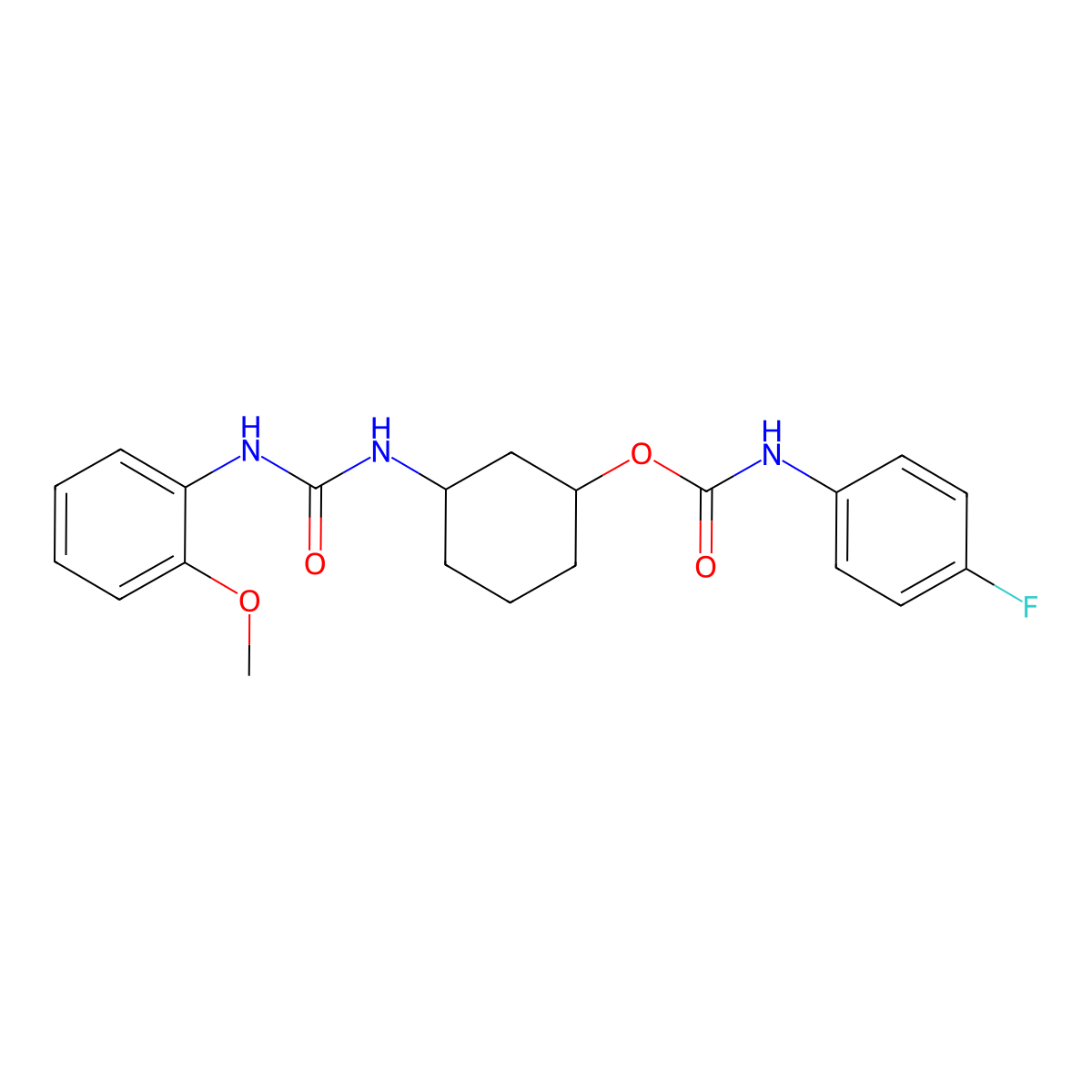 3-(3-(2-Methoxyphenyl)ureido)cyclohexyl (4-fluorophenyl)carbamate molecular structure, CAS 1351646-97-3