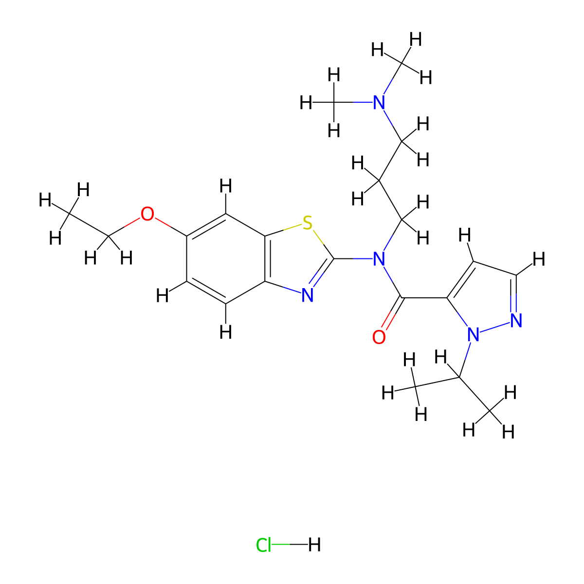 N-(3-(dimethylamino)propyl)-N-(6-ethoxybenzo[d]thiazol-2-yl)-1-isopropyl-1H-pyrazole-5-carboxamide hydrochloride molecular structure, CAS 1351647-04-5