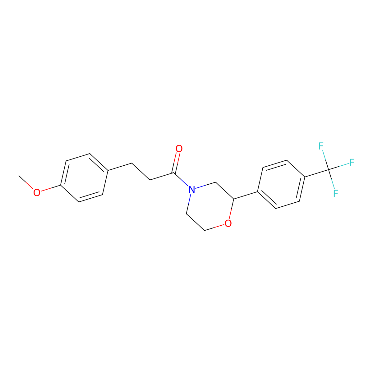 3-(4-Methoxyphenyl)-1-(2-(4-(trifluoromethyl)phenyl)morpholino)propan-1-one molecular structure, CAS 1351647-06-7
