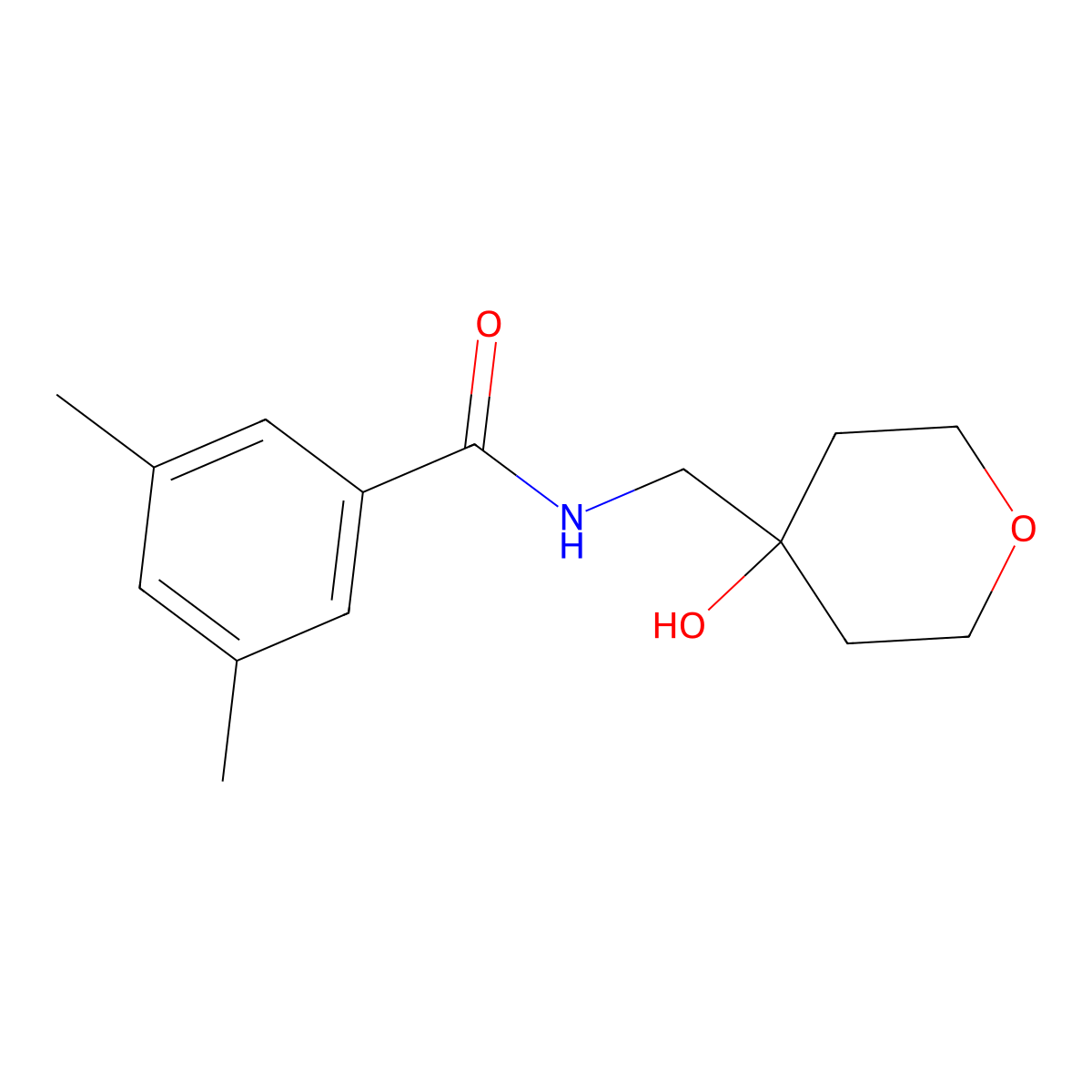 N-[(4-hydroxyoxan-4-yl)methyl]-3,5-dimethylbenzamide molecular structure, CAS 1351647-07-8