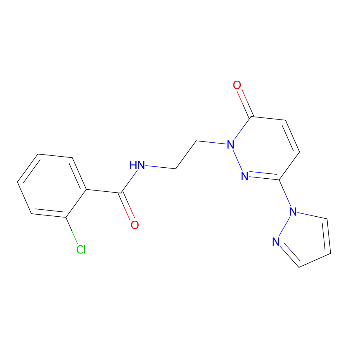 2-chloro-N-(2-(6-oxo-3-(1H-pyrazol-1-yl)pyridazin-1(6H)-yl)ethyl)benzamide molecular structure, CAS 1351647-12-5