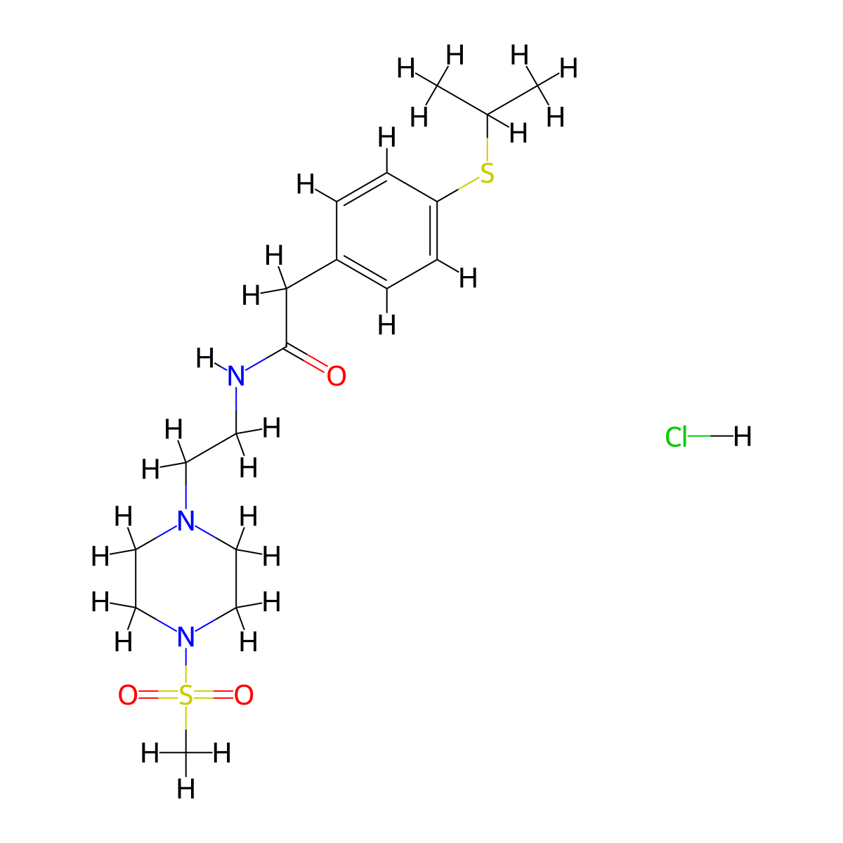 2-(4-(isopropylthio)phenyl)-N-(2-(4-(methylsulfonyl)piperazin-1-yl)ethyl)acetamide hydrochloride molecular structure, CAS 1351647-18-1