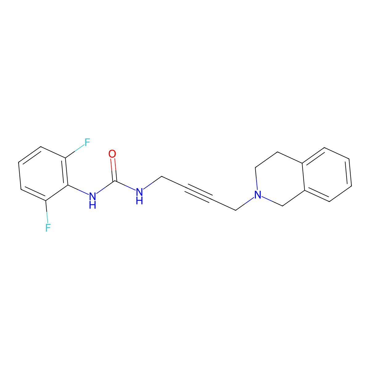 1-(2,6-difluorophenyl)-3-(4-(3,4-dihydroisoquinolin-2(1H)-yl)but-2-yn-1-yl)urea molecular structure, CAS 1351647-23-8