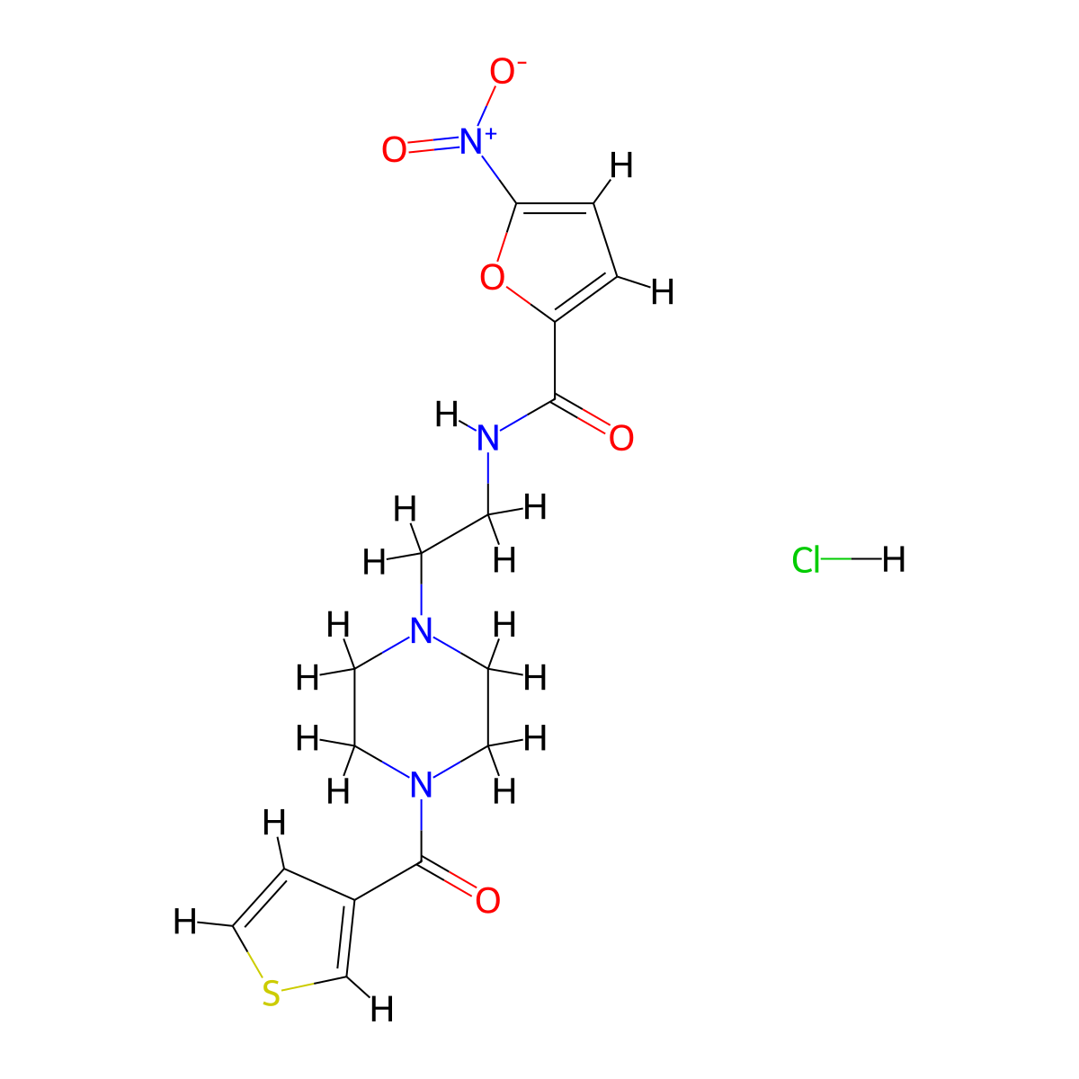 5-Nitro-N-{2-[4-(thiophene-3-carbonyl)piperazin-1-YL]ethyl}furan-2-carboxamide hydrochloride molecular structure, CAS 1351647-25-0