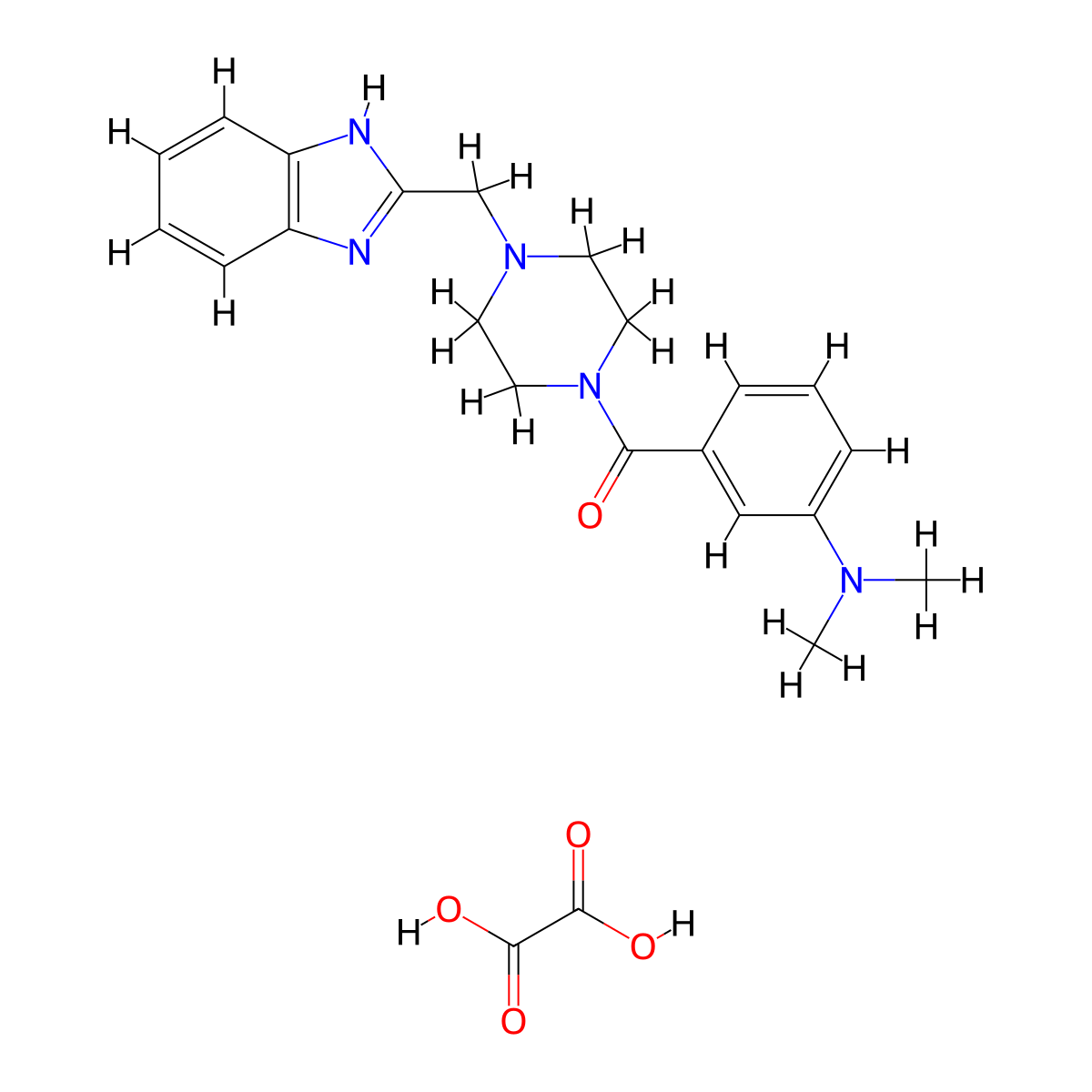 (4-((1H-benzo[d]imidazol-2-yl)methyl)piperazin-1-yl)(3-(dimethylamino)phenyl)methanone oxalate molecular structure, CAS 1351647-29-4