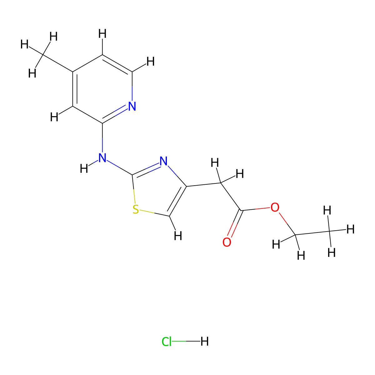 Ethyl 2-(2-((4-methylpyridin-2-yl)amino)thiazol-4-yl)acetate hydrochloride molecular structure, CAS 1351647-33-0