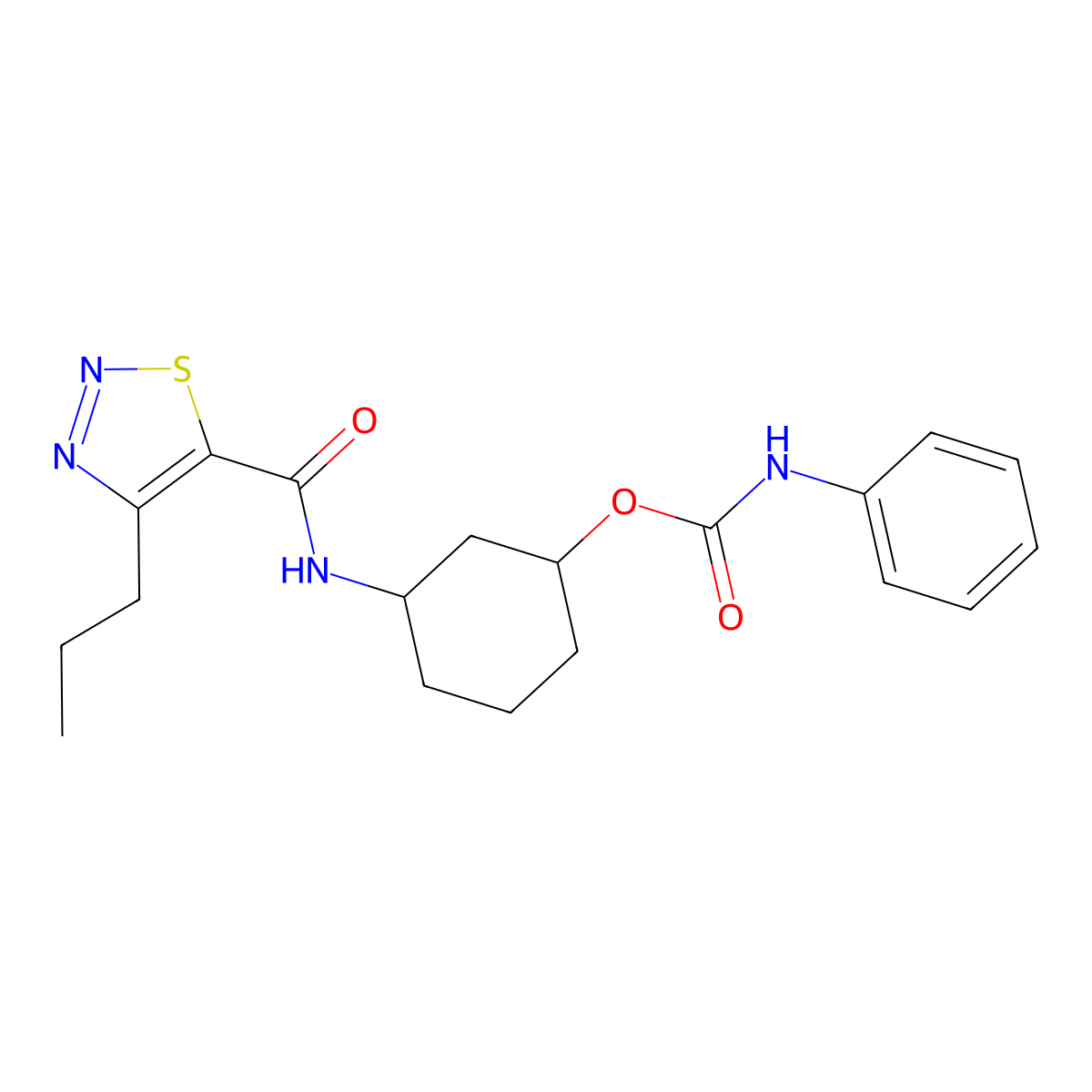 3-(4-Propyl-1,2,3-thiadiazole-5-carboxamido)cyclohexyl phenylcarbamate molecular structure, CAS 1351647-34-1
