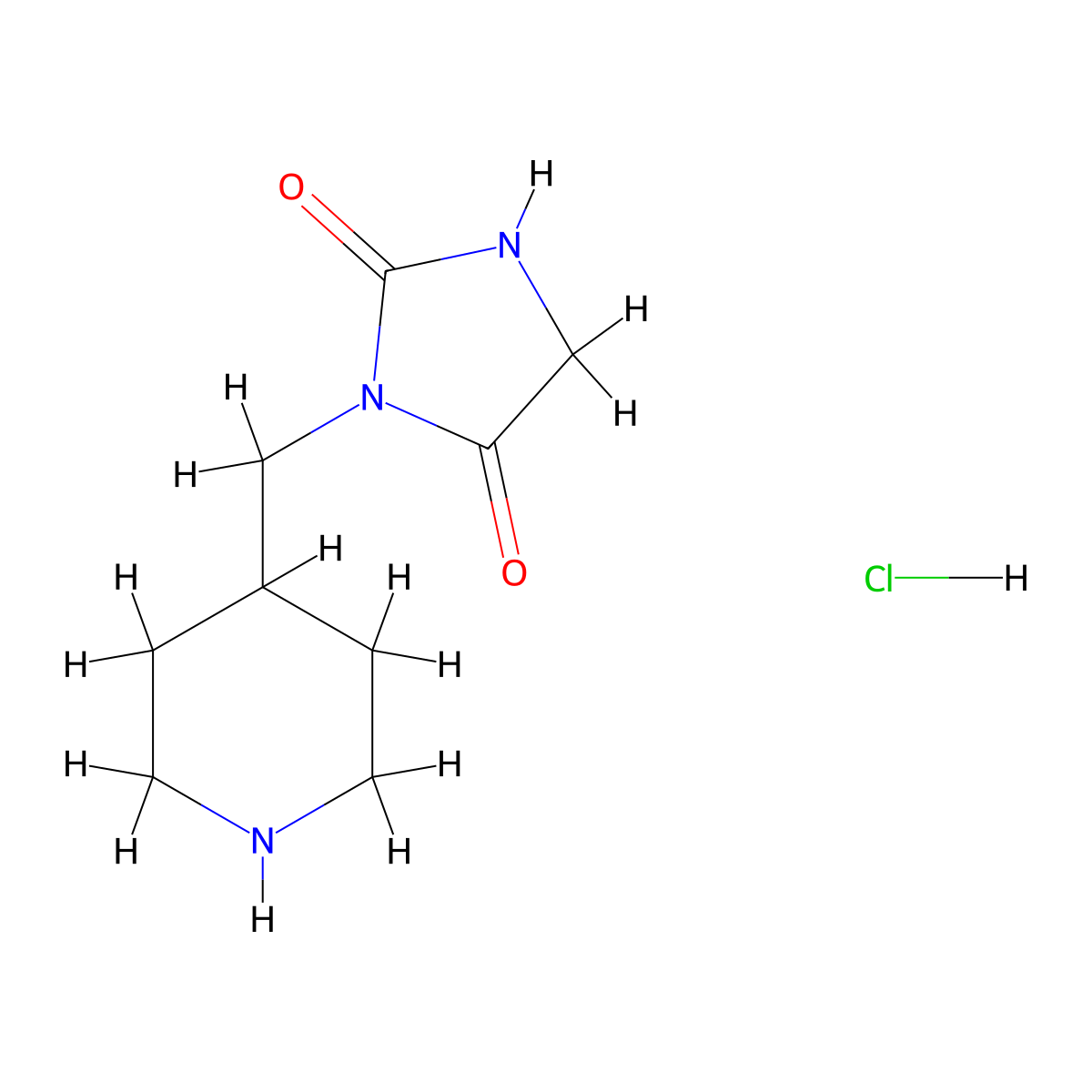 3-(Piperidin-4-ylmethyl)imidazolidine-2,4-dione hydrochloride molecular structure, CAS 1351647-38-5