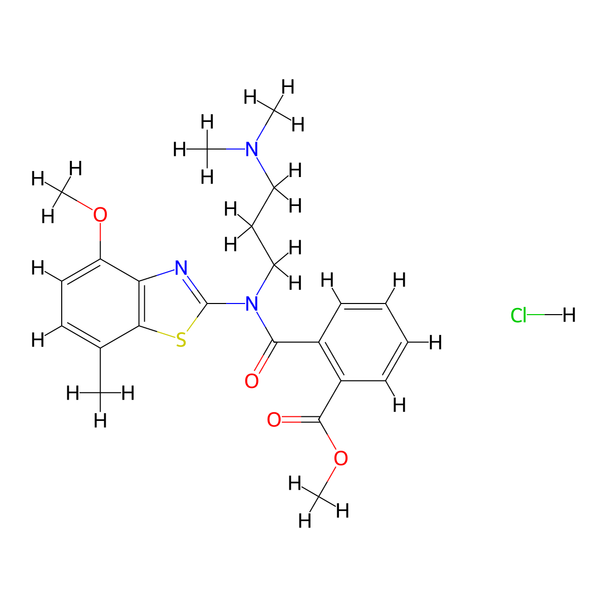 Methyl 2-((3-(dimethylamino)propyl)(4-methoxy-7-methylbenzo[d]thiazol-2-yl)carbamoyl)benzoate hydrochloride molecular structure, CAS 1351647-40-9