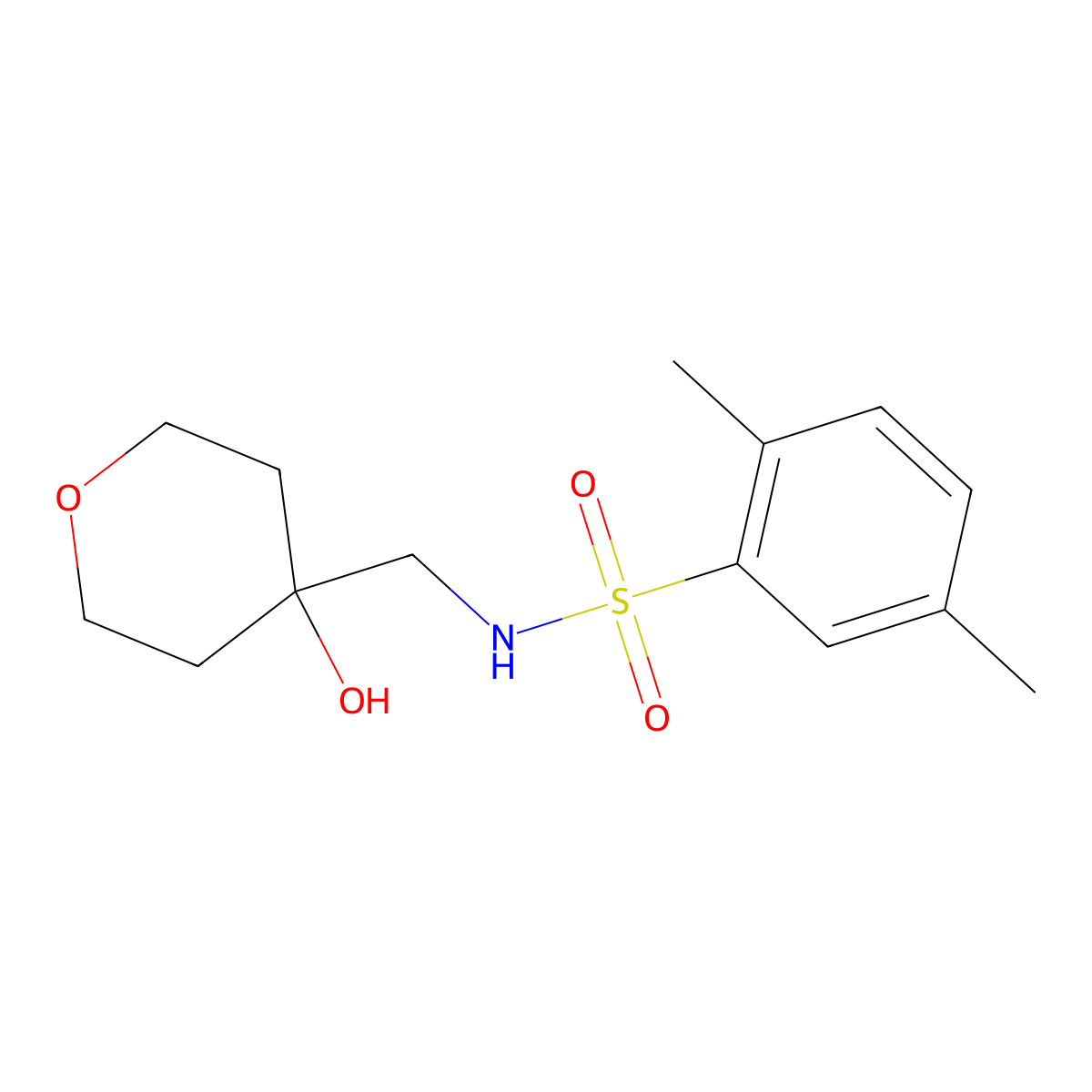 N-((4-hydroxytetrahydro-2H-pyran-4-yl)methyl)-2,5-dimethylbenzenesulfonamide molecular structure, CAS 1351647-56-7
