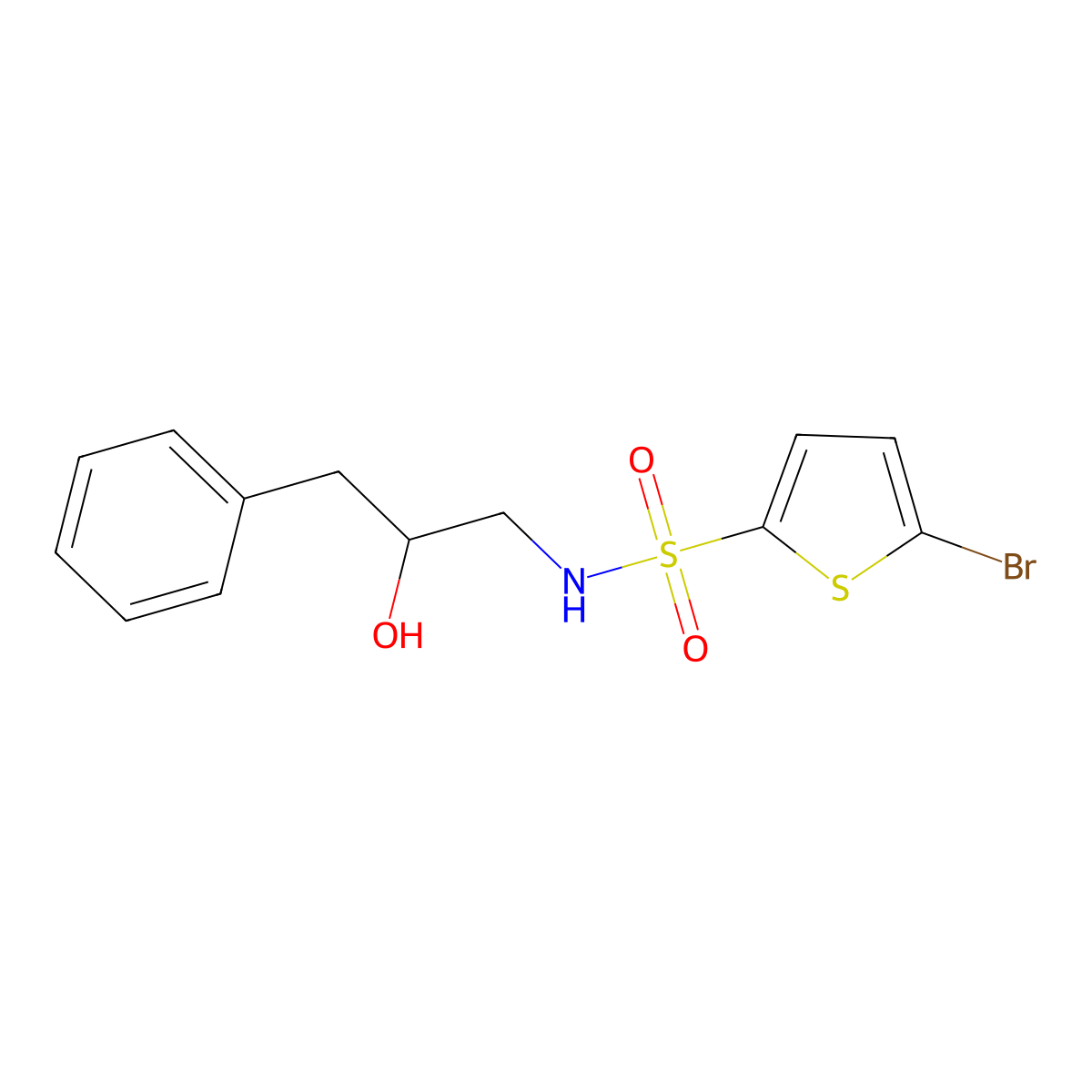 5-bromo-N-(2-hydroxy-3-phenylpropyl)thiophene-2-sulfonamide molecular structure, CAS 1351647-57-8