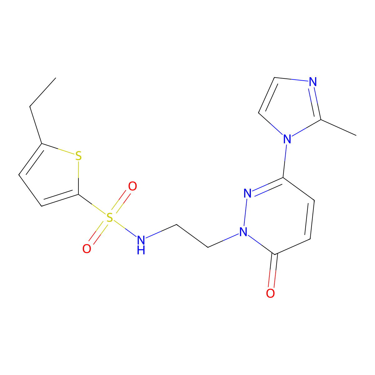 5-ethyl-N-(2-(3-(2-methyl-1H-imidazol-1-yl)-6-oxopyridazin-1(6H)-yl)ethyl)thiophene-2-sulfonamide molecular structure, CAS 1351647-60-3
