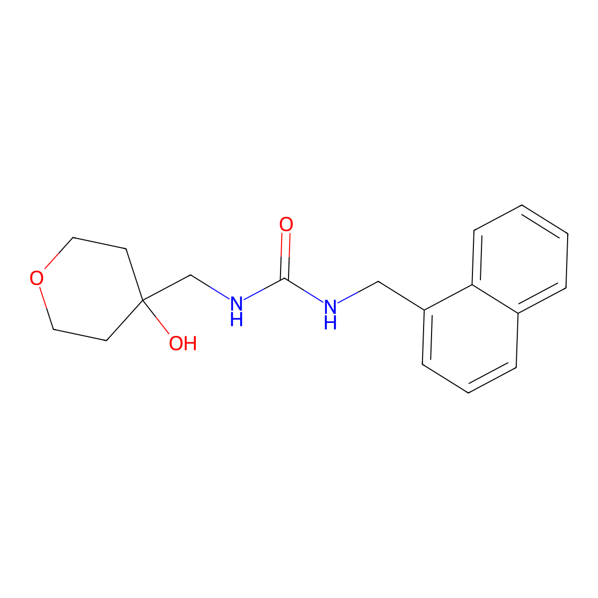 1-((4-hydroxytetrahydro-2H-pyran-4-yl)methyl)-3-(naphthalen-1-ylmethyl)urea molecular structure, CAS 1351647-62-5