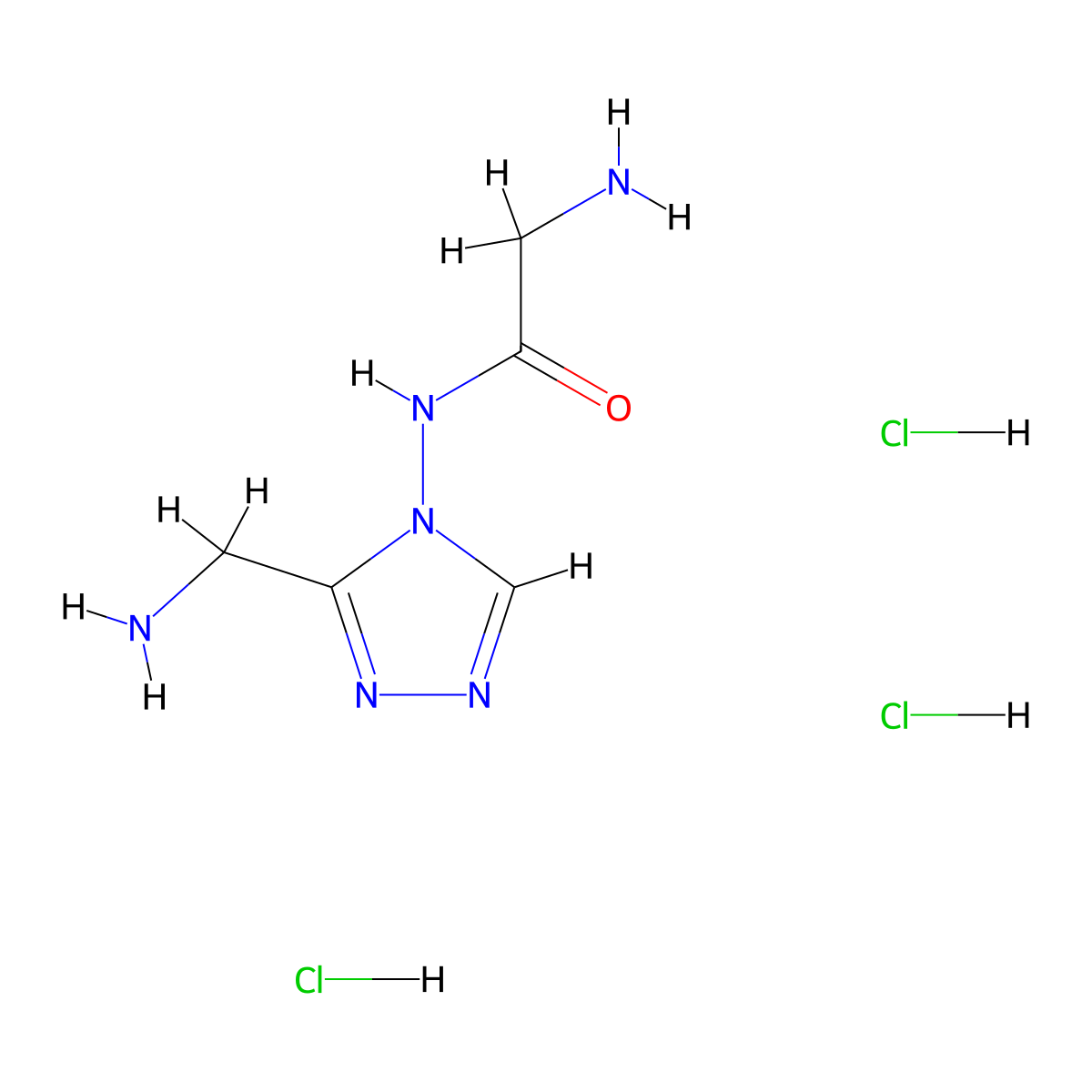 N1-[3-(Aminomethyl)-4H-1,2,4-triazol-4-yl]glycinamide trihydrochloride molecular structure, CAS 1351647-67-0