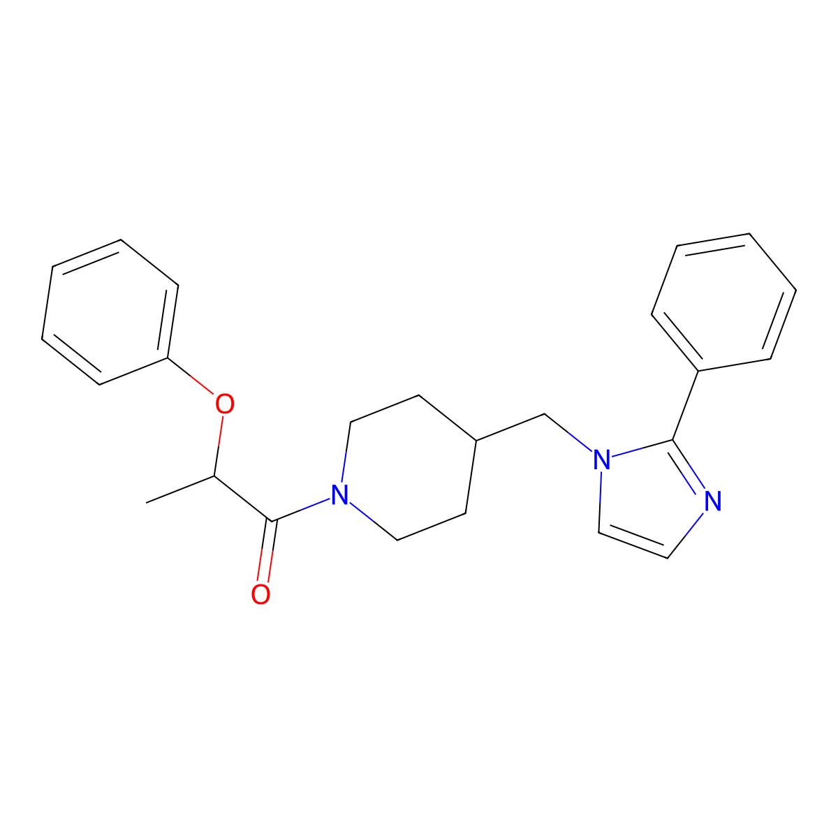 2-phenoxy-1-(4-((2-phenyl-1H-imidazol-1-yl)methyl)piperidin-1-yl)propan-1-one molecular structure, CAS 1351647-68-1