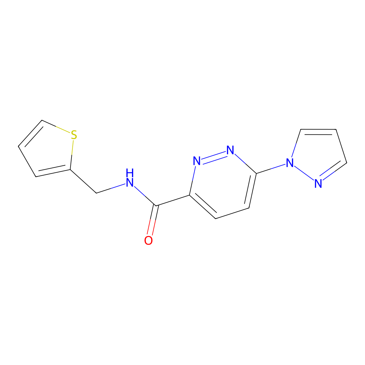 6-(1H-pyrazol-1-yl)-N-(thiophen-2-ylmethyl)pyridazine-3-carboxamide molecular structure, CAS 1351647-69-2