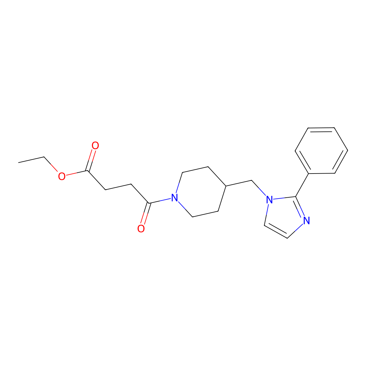 ethyl 4-oxo-4-(4-((2-phenyl-1H-imidazol-1-yl)methyl)piperidin-1-yl)butanoate molecular structure, CAS 1351647-72-7